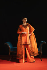 Maria Osama Khan - Aabroo-e-Jashan - orange - ORGANZA & Grip silk - 3 Piece